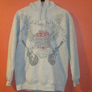 Lynyrd Skynyrd Hoodie Woman Small Gray Red Blue Eagle Guitar Pullover Hoodie